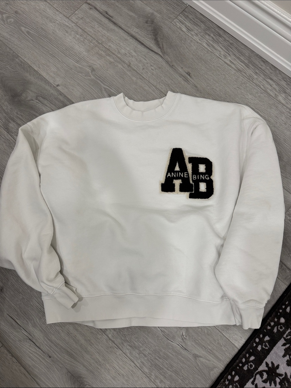 Anine Bing White Letterman Sweatshirt